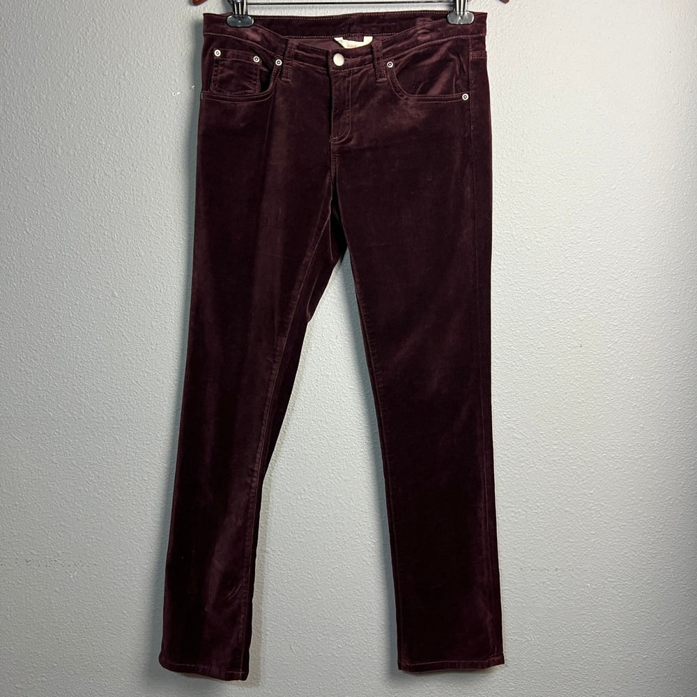 Sundance Velvet Ankle Pants P4 Petite Burgundy Stretch Straight Leg Casual 32x30